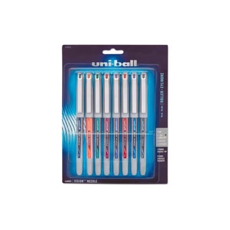 Sanford uni-ball VISION Needle Roller Ball Stick Liquid Pen - Assorted Ink - Fine - 8 Pack 1734916